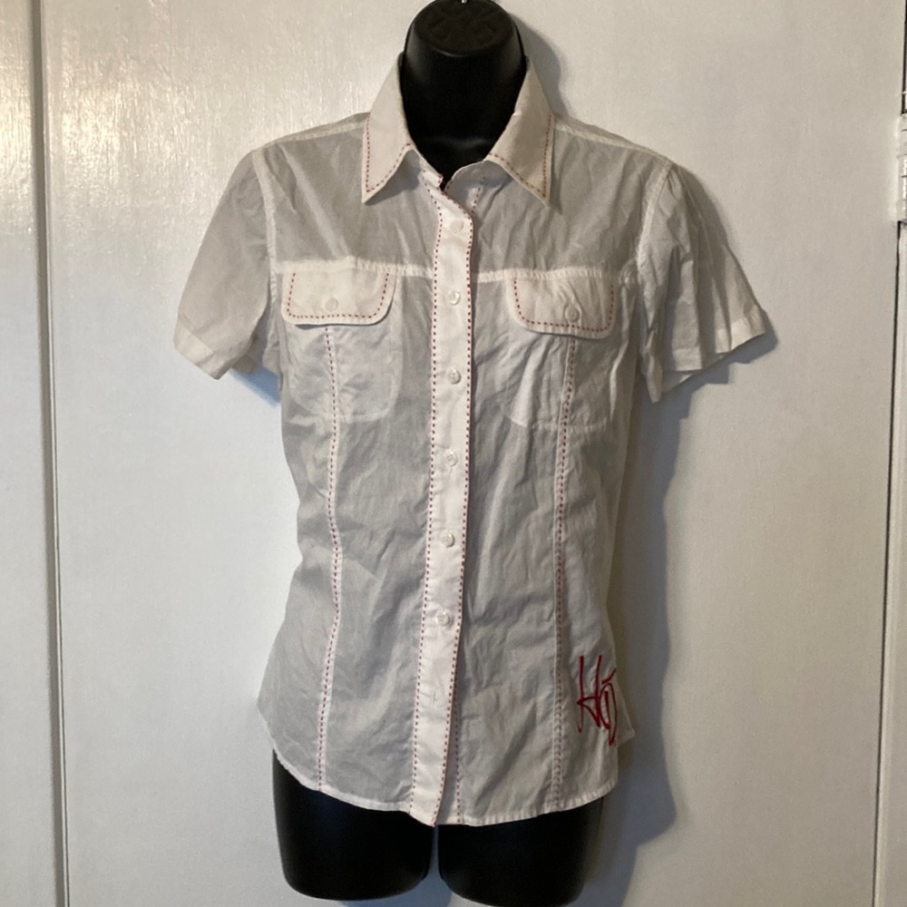 Harley-Davidson Women’s Red Stitching Motorcycle Shirt Milwaukee Wisconsin